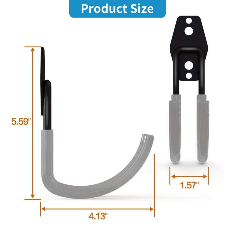 GeeWatom Garage Storage Utility Hooksï¼ŒGarage Garden Tool Organizerï¼ŒSteel Wall Mount Hooks, Large Garden U Hooks ï¼ˆ2 Packï¼‰ (Type-2-Gray) - Image 2